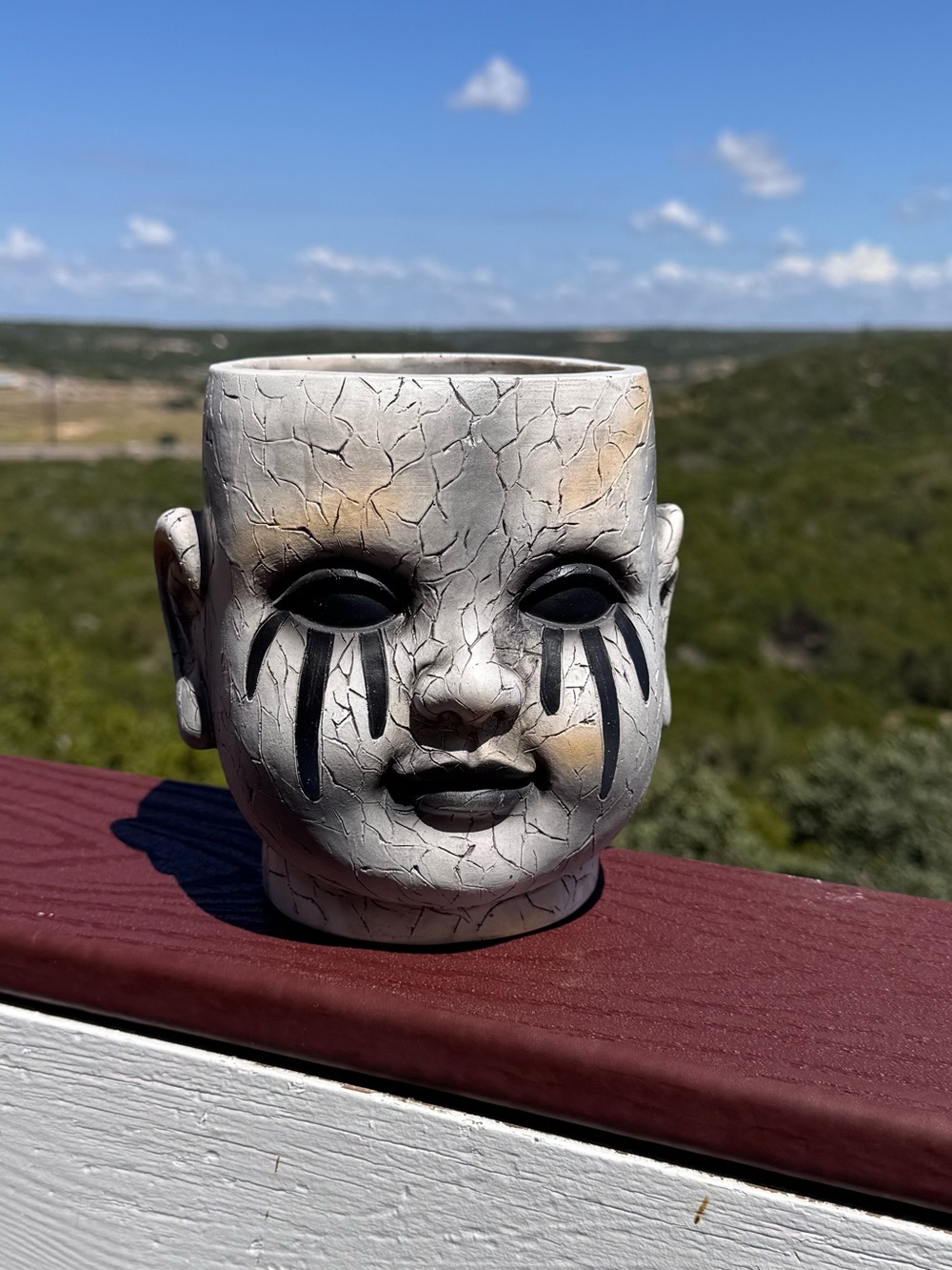 Gothic Garden Cracked Doll Face Planter